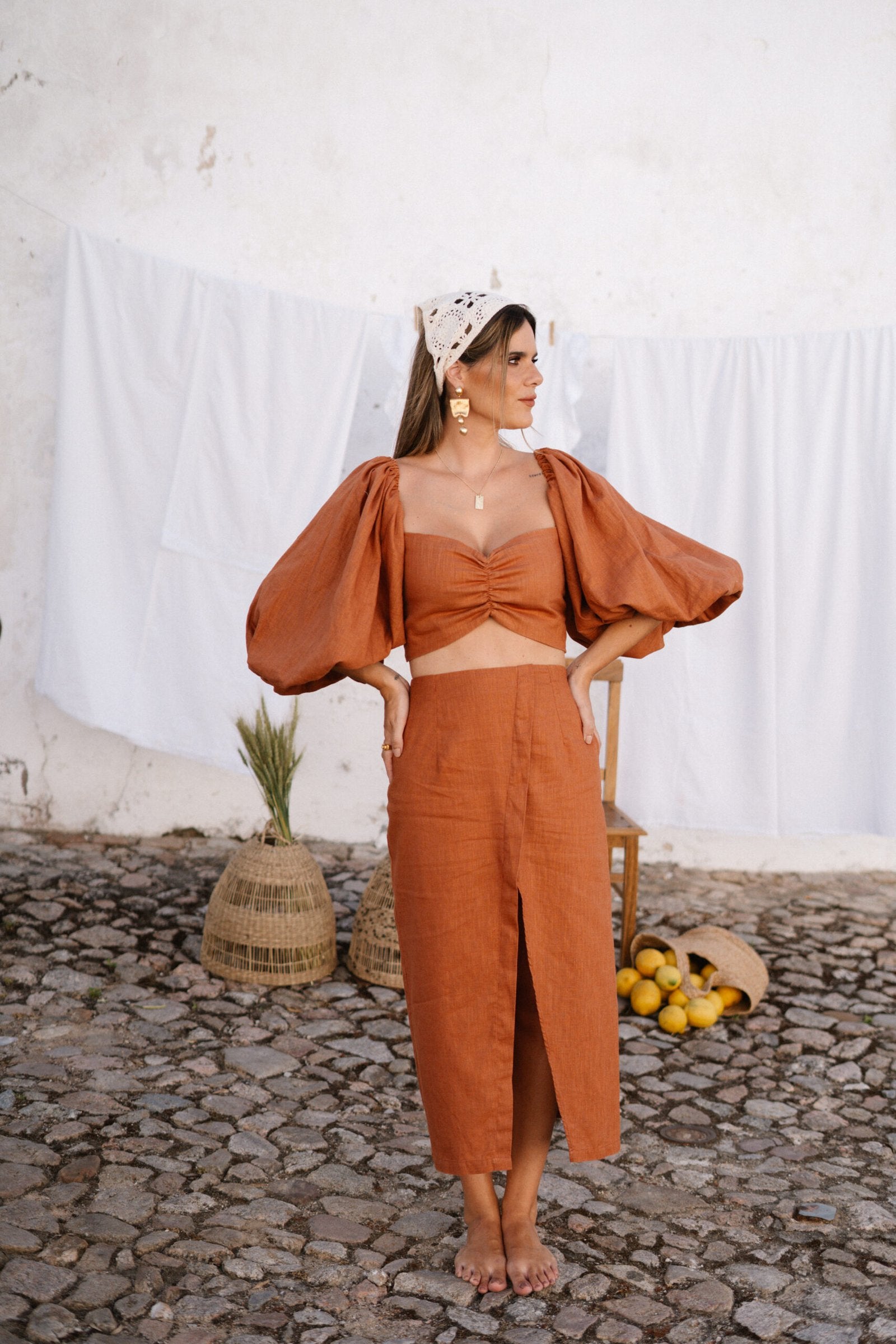 Saia Midi Paz Terracota